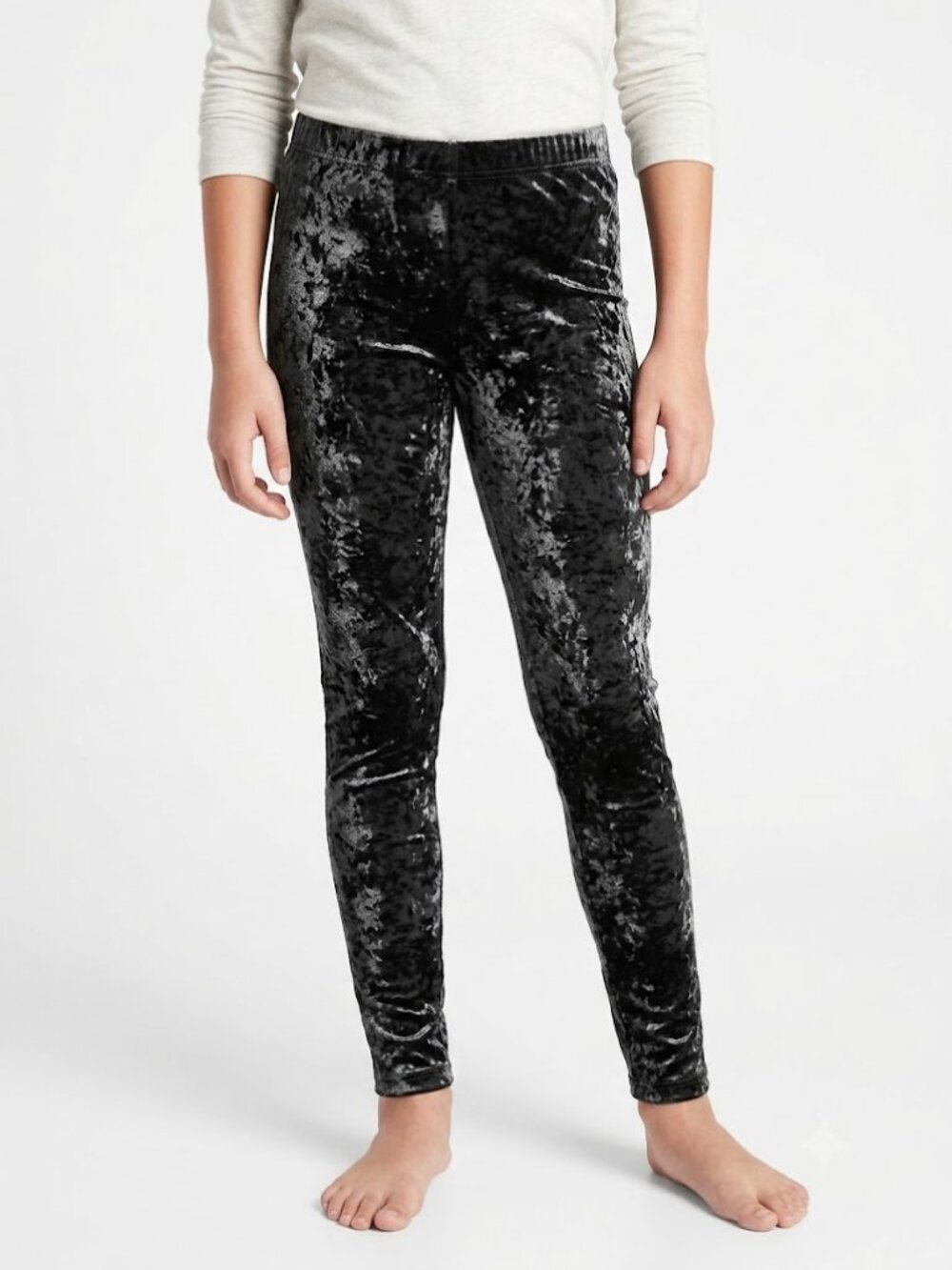 Epic Threads Girls Crushed Velvet Leggings Black L (12/14) Stretch Pull‑On